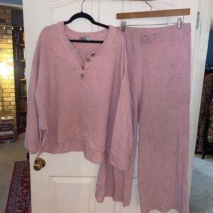 Free People Hailee Sweater Set – Soft Pink – Size M (Top & Pants)